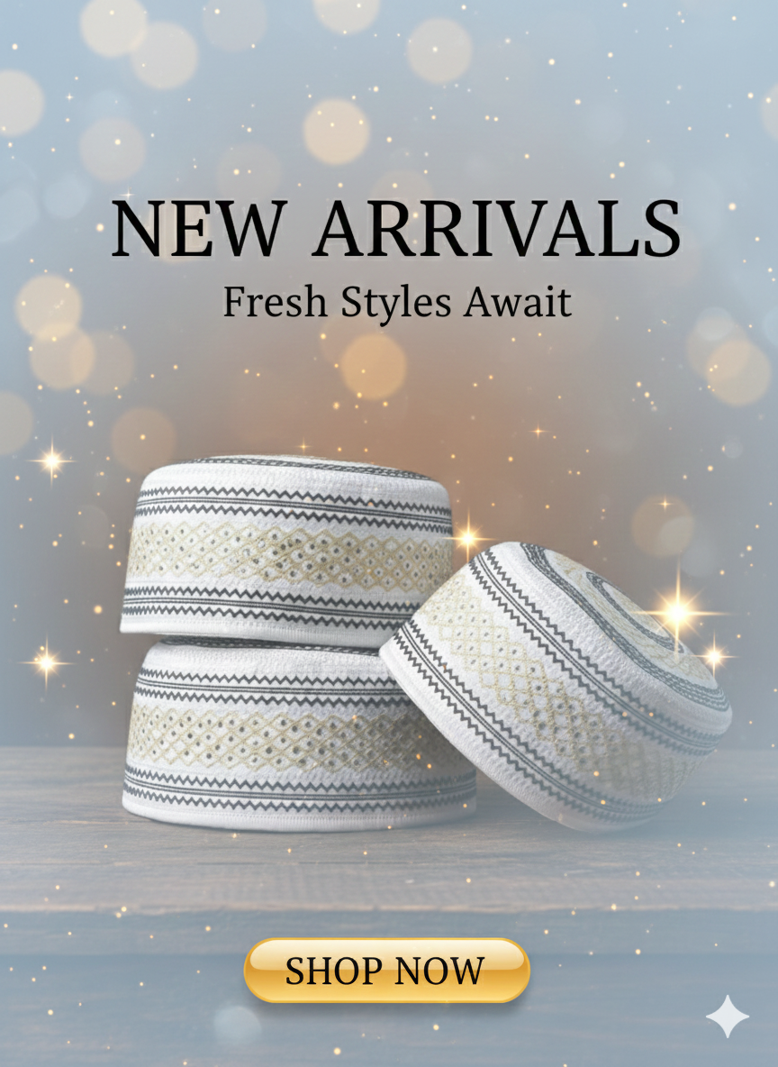 Black & Gold Muslim Prayer Cap