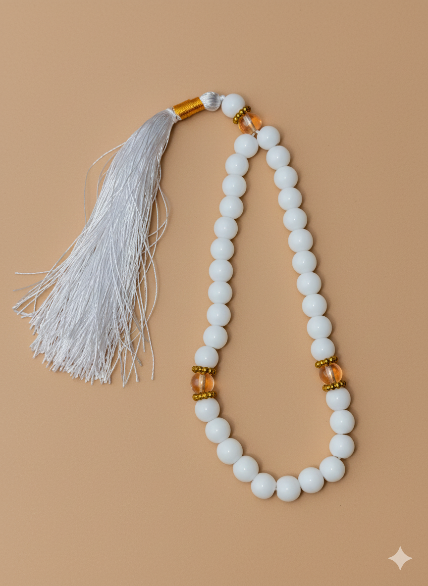 Crisp White Prayer Beads (Misbahah/Tasbeeh)